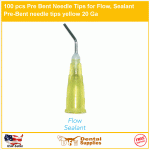 Pre-Bent Dispensing Tips Yellow, ( Pre bent Sealant & Composites tips ) 20GA 100/bag